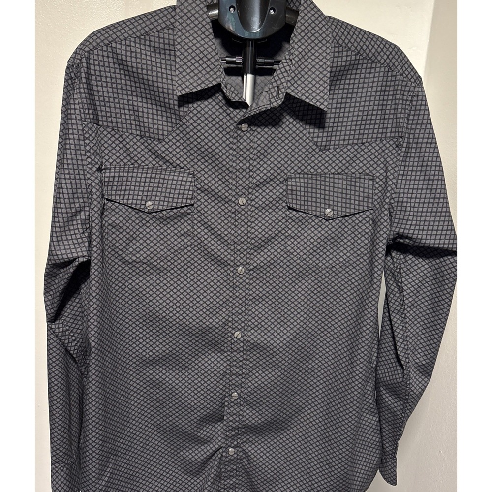 Gibson Black  Geometric Patterned Pearl Snap Long Sleeve Mens Shirt XL